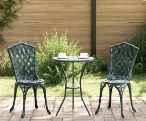 vidaXL Set scaune de grădină, 3 buc., verde, aluminiu turnat