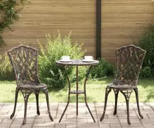 vidaXL Set scaune de grădină, 2 buc., bronze, aluminiu turnat