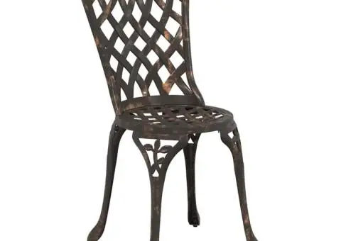 Set scaune de grădină, 2 buc., bronze, aluminiu turnat - 3/5