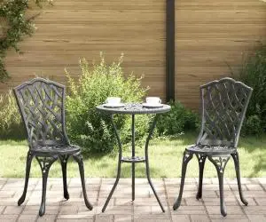 vidaXL Set scaune de grădină, 2 buc., negru, aluminiu turnat