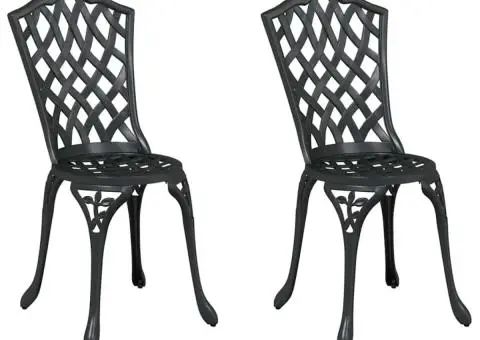 Set scaune de grădină, 2 buc., negru, aluminiu turnat - 2/5