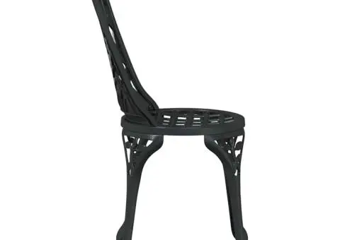 Set scaune de grădină, 2 buc., negru, aluminiu turnat - 5/5