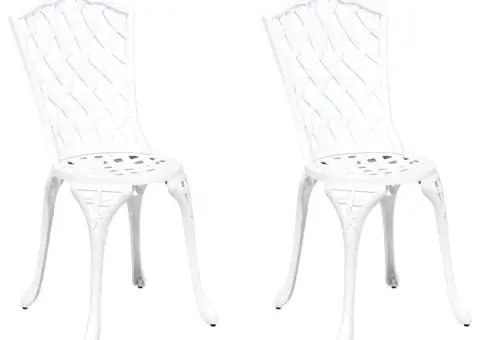 Set scaune de grădină, 2 buc., alb, aluminiu turnat - 2/5