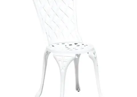 Set scaune de grădină, 2 buc., alb, aluminiu turnat - 3/5