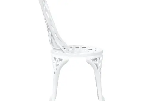 Set scaune de grădină, 2 buc., alb, aluminiu turnat - 5/5