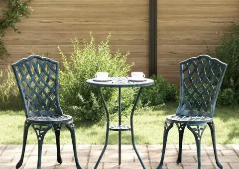 Set scaune de grădină, 2 buc., verde, aluminiu turnat - 1/5