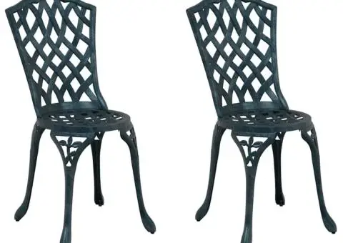 Set scaune de grădină, 2 buc., verde, aluminiu turnat - 2/5