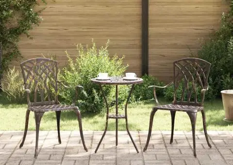Set scaune de grădină, 2 buc., bronze, aluminiu turnat - 1/5