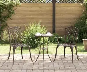 vidaXL Set scaune de grădină, 2 buc., bronze, aluminiu turnat