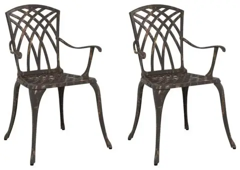Set scaune de grădină, 2 buc., bronze, aluminiu turnat - 2/5