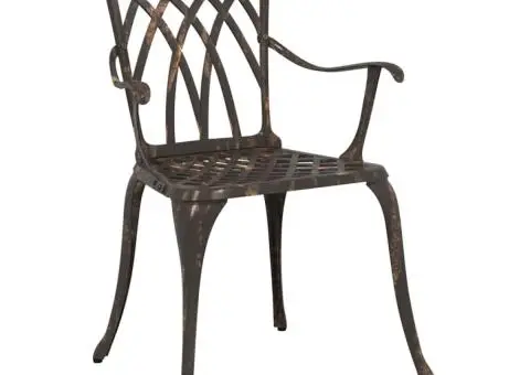 Set scaune de grădină, 2 buc., bronze, aluminiu turnat - 3/5