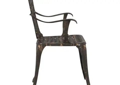 Set scaune de grădină, 2 buc., bronze, aluminiu turnat - 5/5