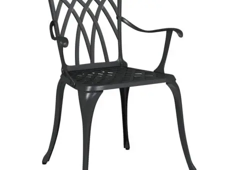 Set scaune de grădină, 2 buc., negru, aluminiu turnat - 3/5