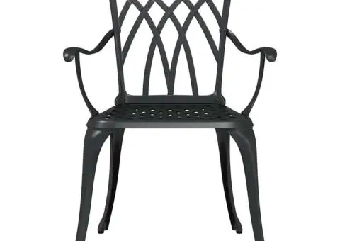 Set scaune de grădină, 2 buc., negru, aluminiu turnat - 4/5