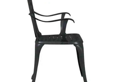 Set scaune de grădină, 2 buc., negru, aluminiu turnat - 5/5
