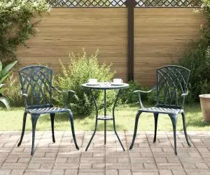 vidaXL Set scaune de grădină, 2 buc., verde, aluminiu turnat
