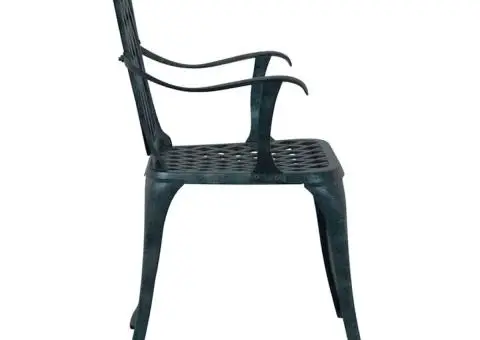 Set scaune de grădină, 2 buc., verde, aluminiu turnat - 5/5