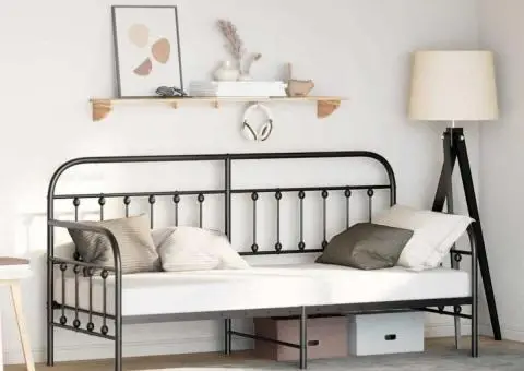 Cadru de pat zi Negru 75x190 cm Oțel - 1/5