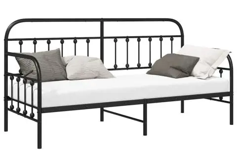Cadru de pat zi Negru 75x190 cm Oțel - 3/5