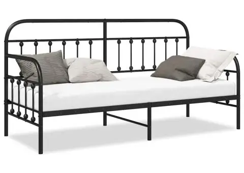 Cadru de pat zi Negru 75x190 cm Oțel - 4/5