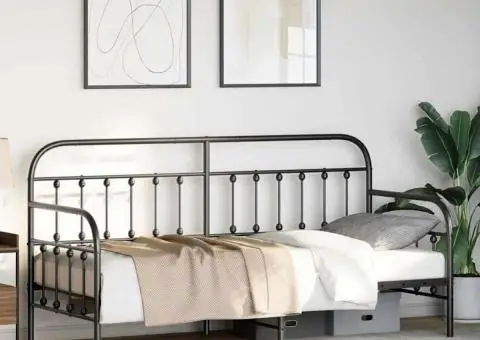 Cadru pat de zi, negru, 80x200 cm, oțel - 5/5