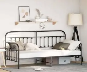 Cadru pentru Pat Daybed vidaXL Negru 90x190 cm Oțel