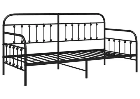 Cadru de pat zi Negru 107x203 cm Oțel - 2/5