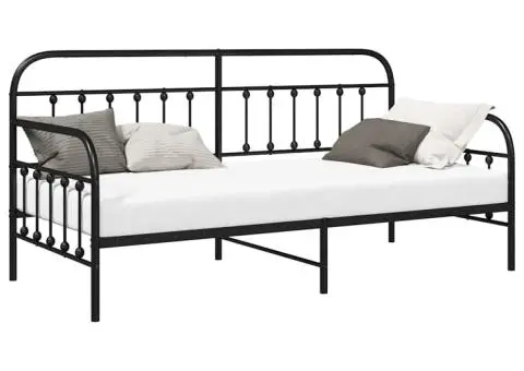 Cadru de pat zi Negru 107x203 cm Oțel - 3/5