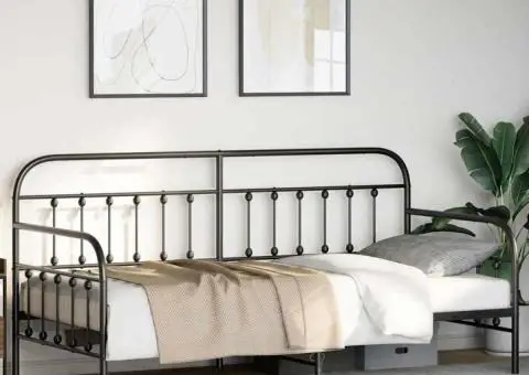 Cadru de pat zi Negru 107x203 cm Oțel - 5/5