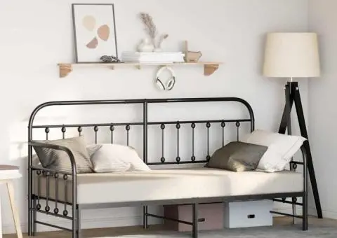 Cadru de pat cu trundle Negru 80x200 cm Oțel - 1/5