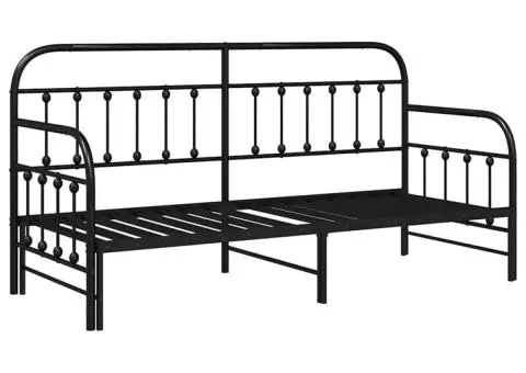 Cadru de pat cu trundle Negru 80x200 cm Oțel - 2/5