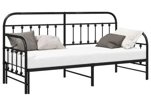 Cadru de pat cu trundle Negru 80x200 cm Oțel - 3/5