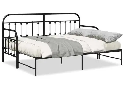 Cadru de pat cu trundle Negru 80x200 cm Oțel - 4/5