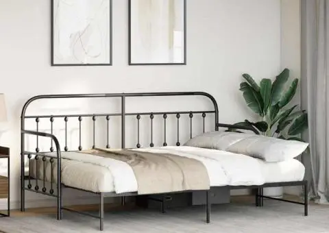 Cadru de pat cu trundle Negru 80x200 cm Oțel - 5/5