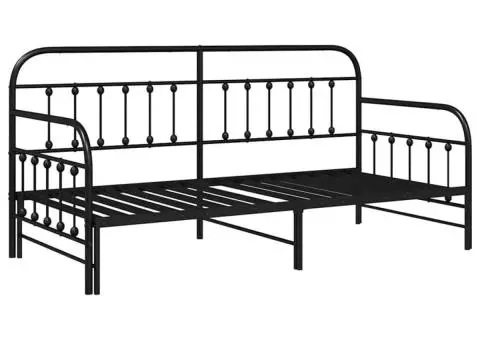 Cadru de pat daybed cu pat suplimentar Negru 90x200 cm Oțel - 2/5
