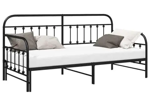 Cadru de pat convertibil cu pat suplimentar Negru 100x200 cm Oțel - 3/5