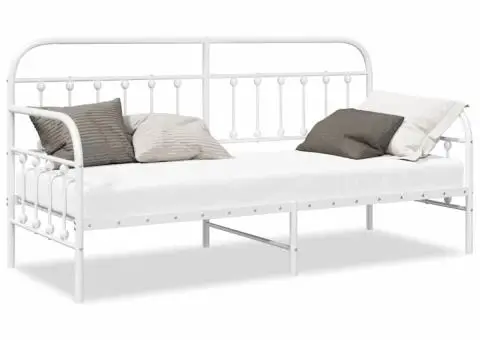 Cadru de pat extensibil , Alb, 75x190 cm, din Oțel - 4/5