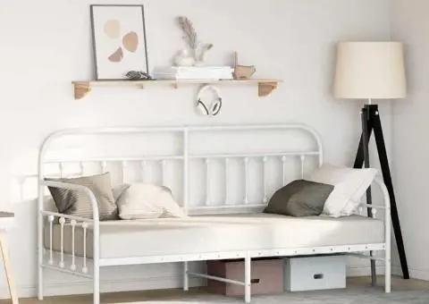 Cadru pat de zi, alb, 80x200 cm, oțel - 1/5