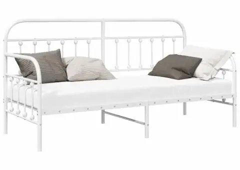 Cadru pat de zi, alb, 80x200 cm, oțel - 3/5