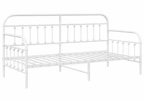 Cadru Pat Daybed Alb 90x200 cm Oțel - 2/5