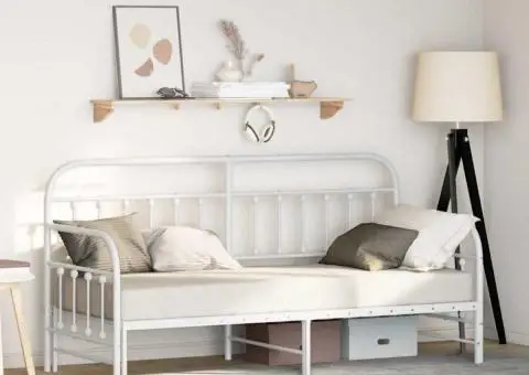 Cadru de zi cu pat extensibil Alb 75x190 cm Oțel - 1/5