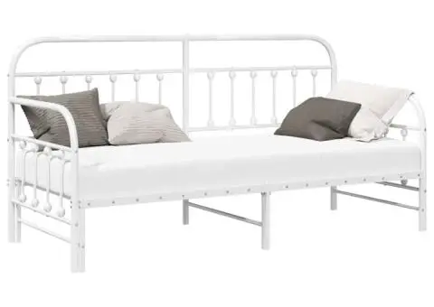 Cadru de zi cu pat extensibil Alb 75x190 cm Oțel - 3/5