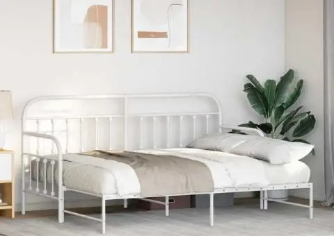 Cadru de zi cu pat extensibil Alb 75x190 cm Oțel - 5/5