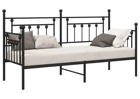 Cadru pat de zi, negru, 75x190 cm, oțel - 3/5