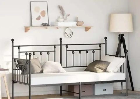 Cadru de pat extensibil Negru 80x200 cm Oțel - 1/5