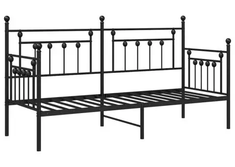 Cadru de pat extensibil Negru 80x200 cm Oțel - 2/5