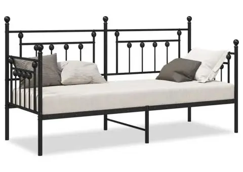 Cadru de pat extensibil Negru 80x200 cm Oțel - 4/5