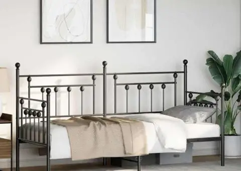 Cadru de pat extensibil Negru 80x200 cm Oțel - 5/5