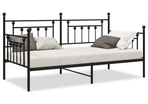 Cadru de pat Daybed Negru 90x200 cm Oțel - 4/5
