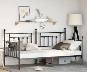 vidaXL Cadru de zi Negru 100x190 cm Oțel